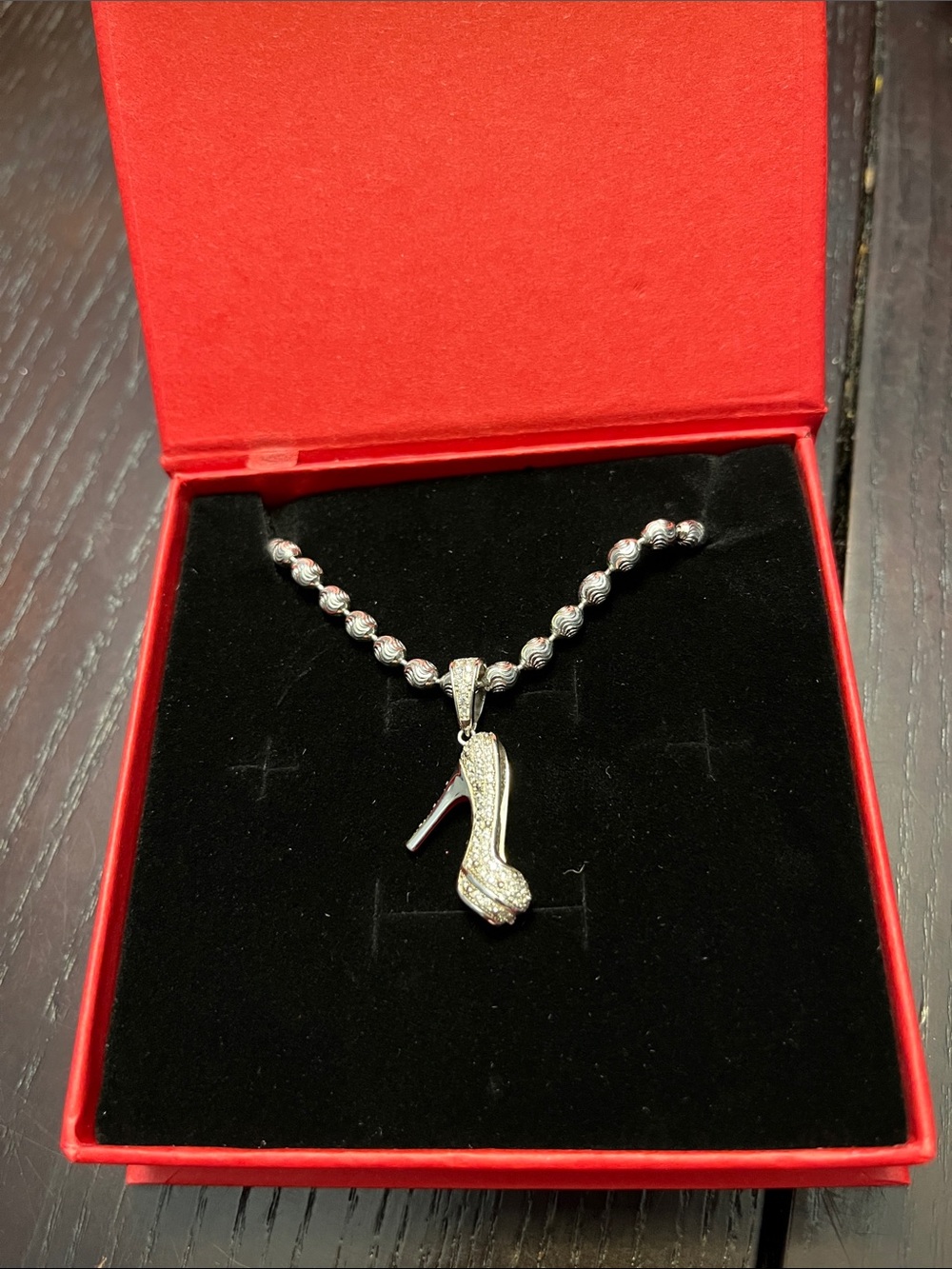 Silver High Heel Pendant Necklace - Women's Jewelry